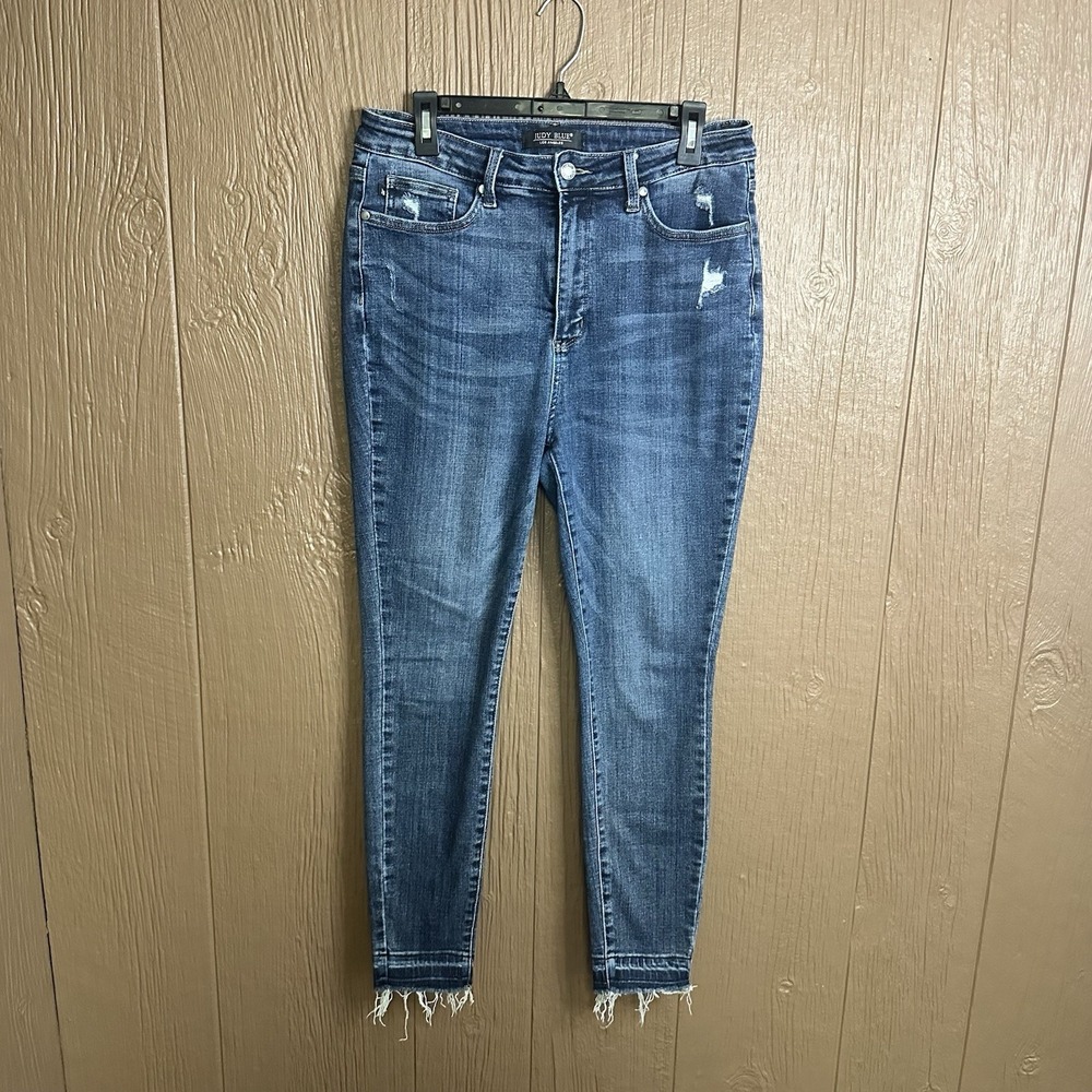 Judy Blue Distressed Boyfriend Jeans Women's Sz 13/31 High Rise Stretch Preppy